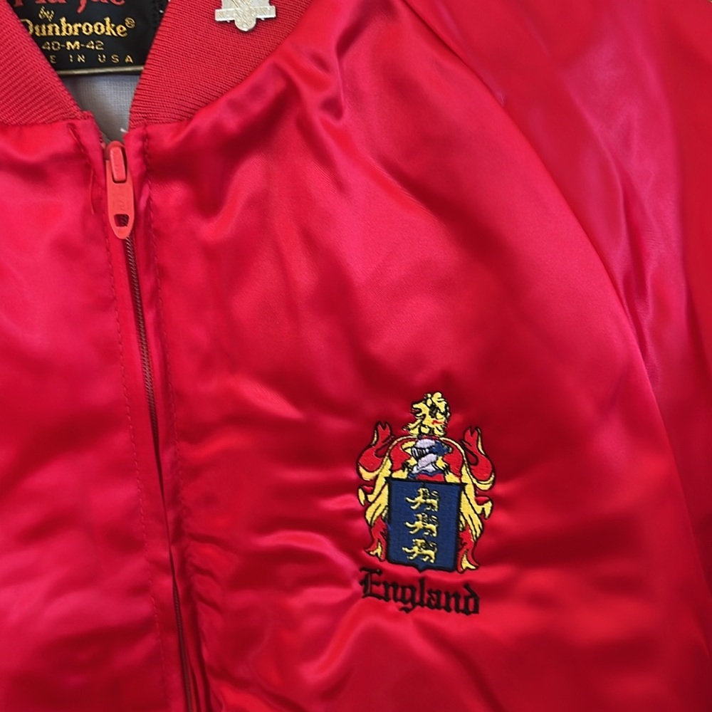 Vintage 1970’s England Coat Of Arms Bomber Dunbrook Pla-Jac Satin Bomber Jacket - Picture 2 of 3